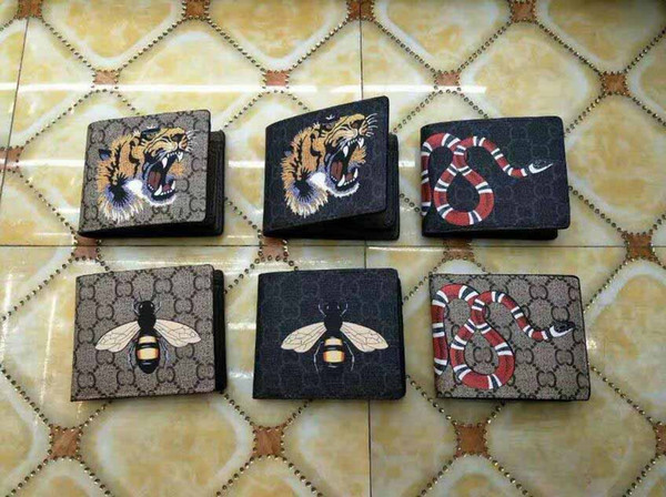 Bset quality fashion brown bag Purse Clutch Bag Classic printing animal patterm Short Wallet Men Women snake Coin Purses make up bag cheap