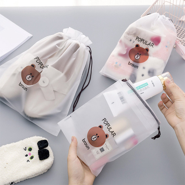 Cartoon Bear Transparent Travel Cosmetic Bag Make Up Case Women Waterproof Makeup Beauty Wash Organizer Toiletry Storage Kit Box