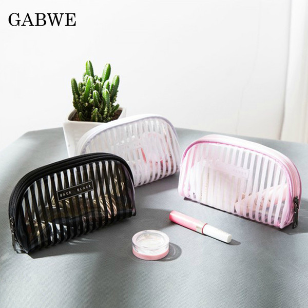 GABWE Transparent Women Cosmetic Bag Travel Function Makeup Case Zipper Make Up Organizer Storage Pouch Toiletry Beauty Wash Bag