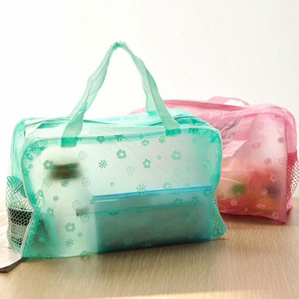 Floral PVC Travel cosmetic bag 5 Colors Transparent Make Up Organizer Bag Toiletry Bathing Storage Bag women waterproof