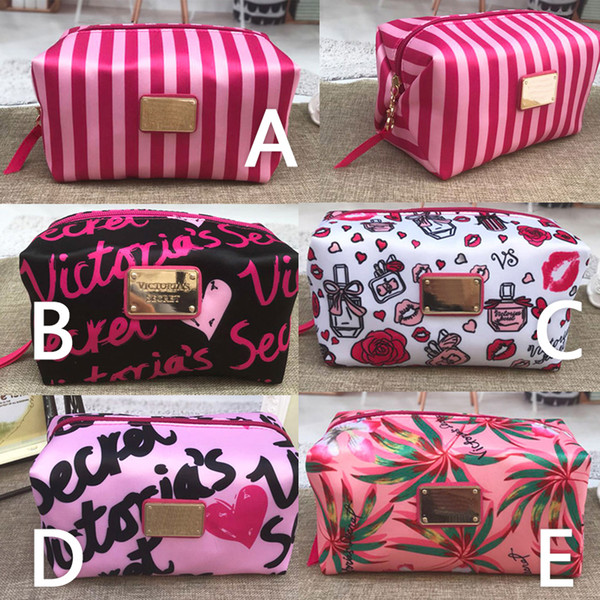 Pink letter makeup bag print large capacity makeup bag cosmetic bags travel storage organizer toiletry bag 5 Color