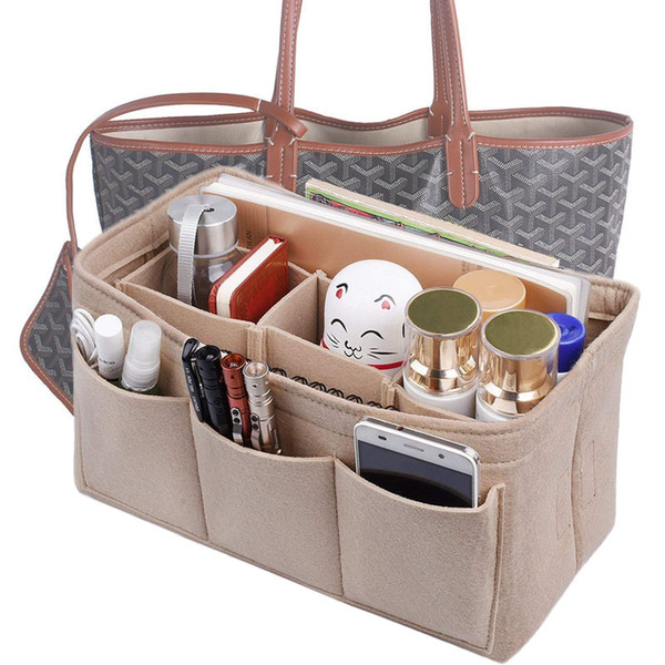 Women Multi-pockets Cosmetic Bags Storage And Personal Belongings Organizer Fashion Felt Cloth Inner Bag Fits in Insert Handbag