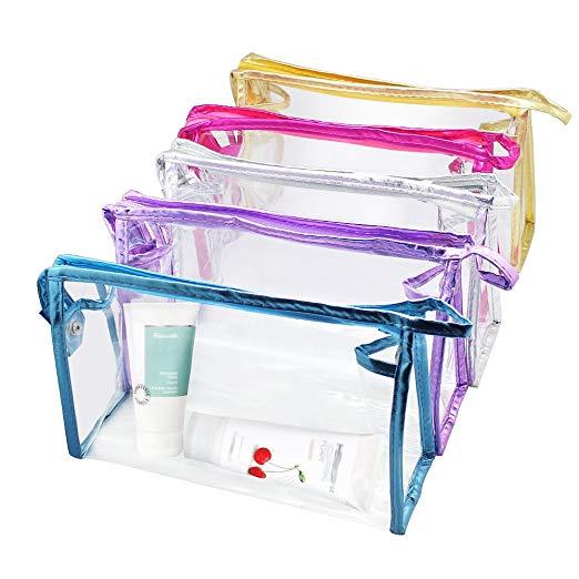 Waterproof PVC Cosmetic Bag, Transparent Zippered Wash Bag Vacation, Bathroom and Organizing Bag Travel Bag Pouch