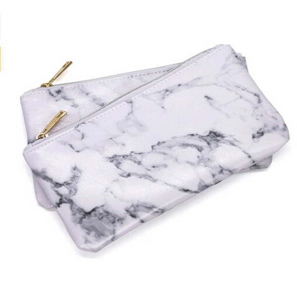 PU Brush Makeup Bag Zipper Closure Marble Handbag Pouch Beauty Make Up Brush Holder Cosmetics Storage Bag Makeup Tool