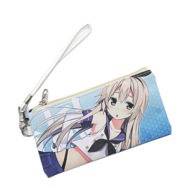 Kantai Collection High Quality Leather Zipper Bag Fashion Makeup Bag Student Pen Holder Handbag for Gift Storage bag