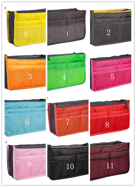 13 Colors Dual Bag In Bag Women Insert Handbag Organizer Purse Makeup Case Storage Liner Bag Tidy Travel Insert Storage Bags