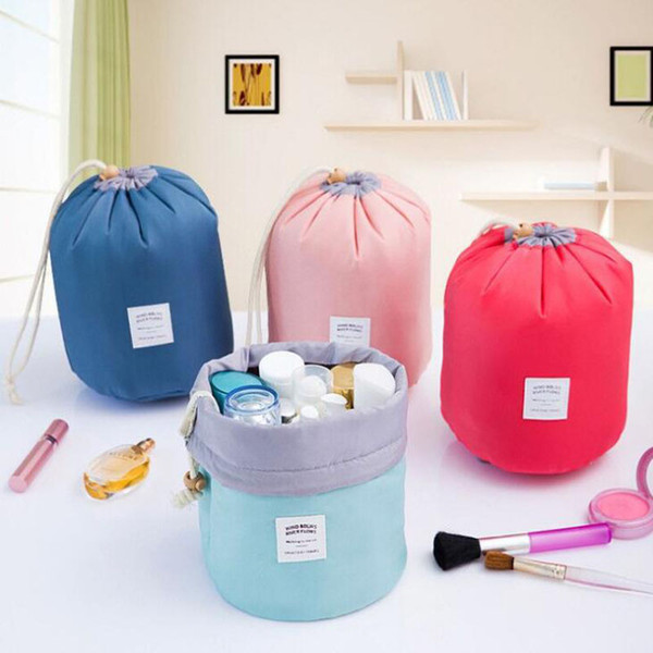 waterproof cylinder cosmetic bag multi-functional travel contractor large capacity Waterproof double Wash Bag wet and dry separating bag