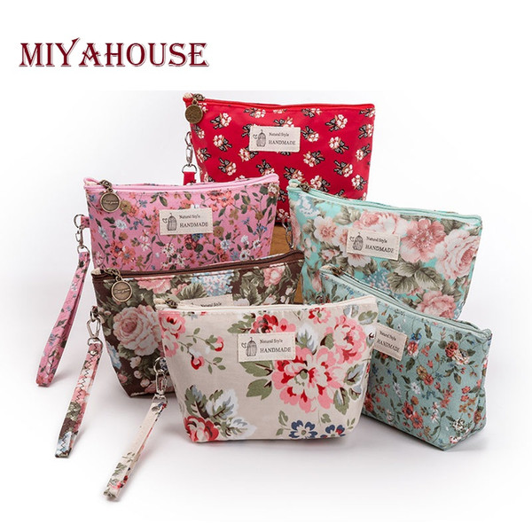 Miyahouse New Vintage Floral Printed Cosmetic Bag Women Makeup Bags Female Zipper Cosmetics Bag Portable Travel Make Up Pouch