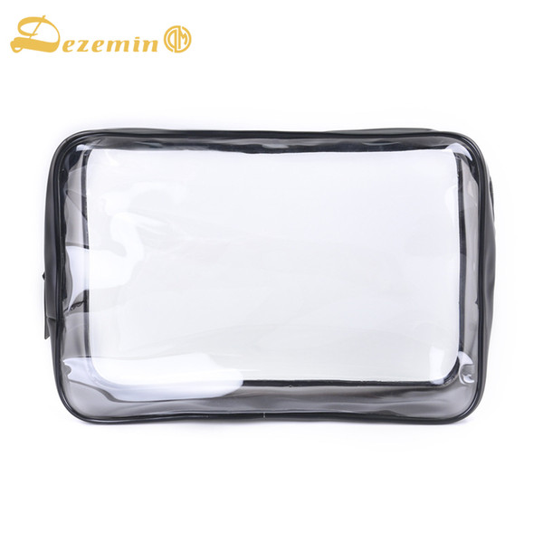 DEZEMIN Clear Plastic Toiletry Bags with Dual Zipper Cosmetic Pouch See through 23x15x7cm