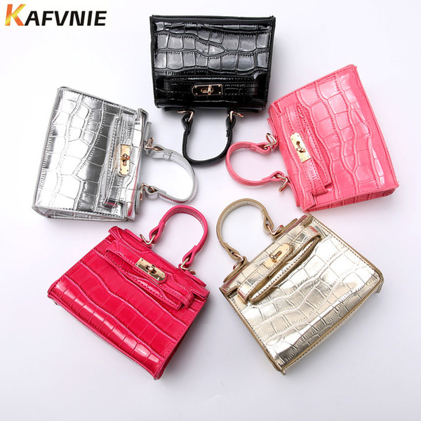 KAFVNIE Children HandBag Bag Fashion High End PU Women Bags Rose red Mobile Phone Handbag Kid Evening Party Purse Bags 2019