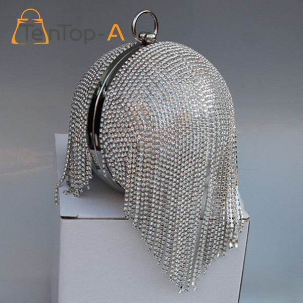 TenTop-A Recommend Style Women's Round Ball Tassel Diamond Evening Bag round imitation pearl evening bag rhinestones day clutch