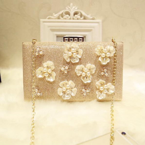 direct handbags high-end stereo flower woman hand bag elegant lady shinning leather hand bag Sequin flowers Dinner Bag lovely dinner