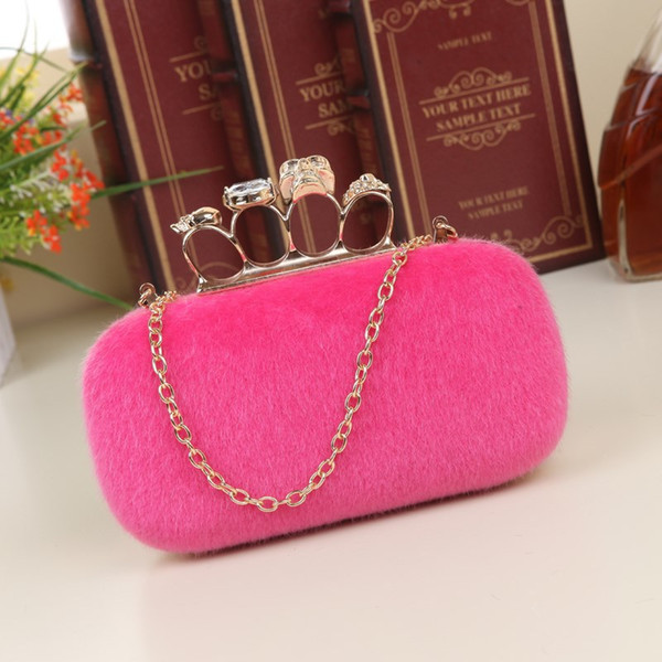 2017 NEW Noble Women Velvet Clutch Purse Cute Small Evening Bags Bridal Handbags BLACK/BLUE/PINK/RED Wedding Shoulder Bag