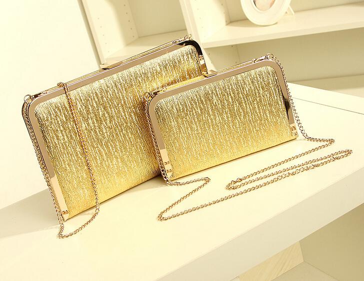 Fashion Gold Silver Sequins Shiny Metal Evening Bags Shoulder Chain Clutch Bags Mini Box Bags Women Messenger Leather Handbags 2 Size