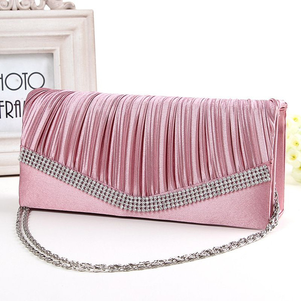 handbags diamond evening bag clutch bag evening bag bride wedding dress Womens Satin Diamante Ladies Pleated Wedding Bridal Evening Handba