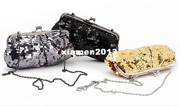 New Fashion Noble and elegant glittering sequins iron Clutch Hand bag, Evening bag