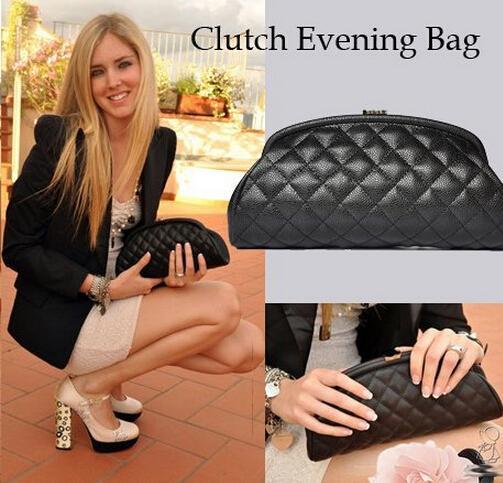 Top Quality Brand V-shaped Cosmetic Bag Women Evening Party Bag Genuine Caviar Leather Quilted Hasp Striped Celebrity Lambskin Clutch Bags