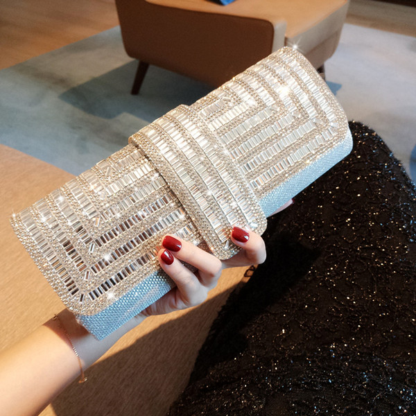 Women Clutch Evening Bags rhinestone Sparkly Ladies Party Clutch Purse Crystals Long Chain Wedding Bridal Clutch Bag