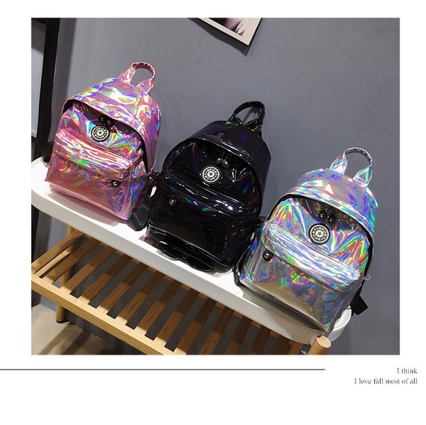 3styles Women Holographic Backpack Laser Sport Bags Fashion Style Bling Shining Backpack Girls Shoulder Bags FFA488 12PCS