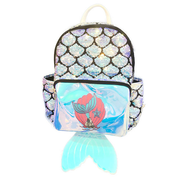 Mermaid laser Children Backpacks sequin Girls Backpacks fish tail kids party summer bag Girls School Bags Satchel Bag Backpack FFA2040