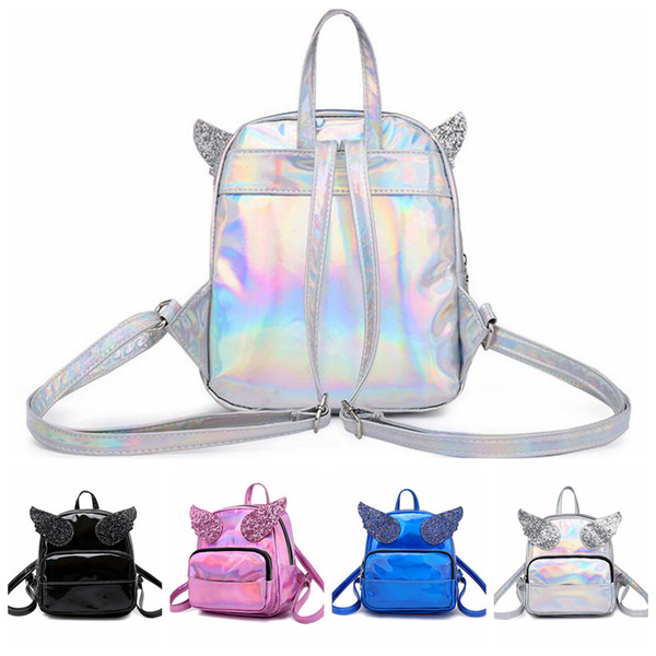 4styles Laser Sequin Wings Backpack Cartoon Kawaii angel Student School Bag Travel Shoulders Bag outdoor Handbag FFA452