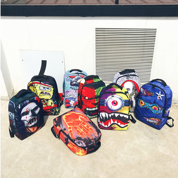 Hip Hop Creative Backpack Bags Personality Cool Printed Fashion School Bag for Women Men Cartoon Canvas Bag for Students