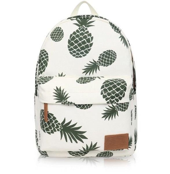 New School Bags Women Student Canvas Pineapple Printed Large Capacity Backpack Travel Storage Bags