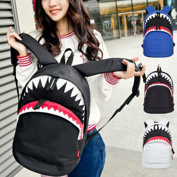 For Students School Bags Backpack Bags Travelling Shark Canvas Kids Girls Bags 3 Colors With High Quality