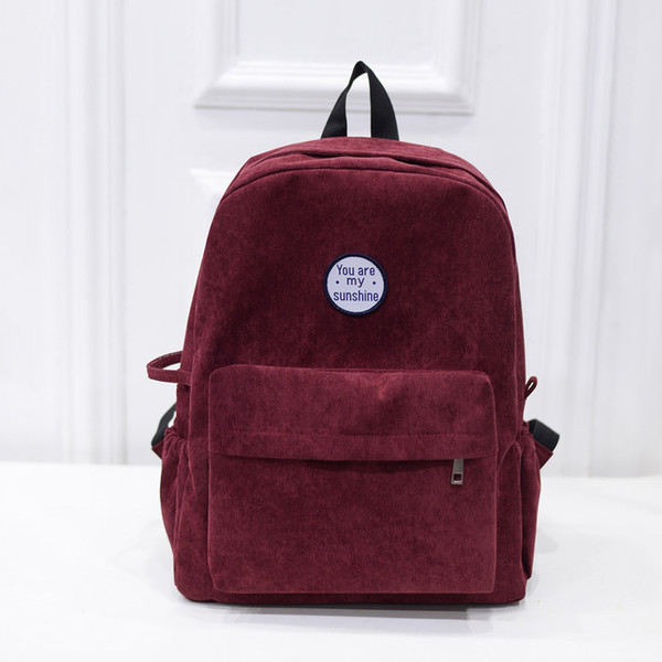 Retro Velvet School Backpack For Girl Simple Design Minimalist Women Backpack Shoulder Bag Female Rucksack Bagpack Mochila