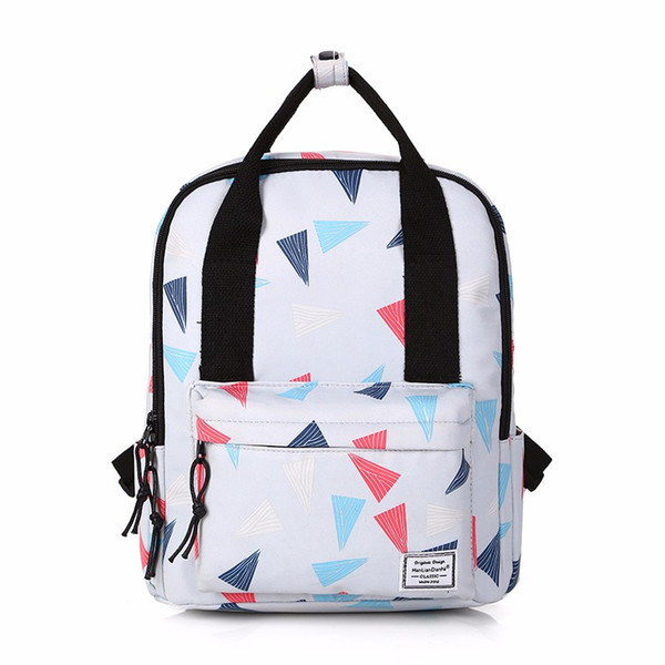 4 Colors Geometric Backpack 2017 Women Fashion Printing Handbag Female Casual Brief All-Matched Zipper Closed Canvas bag