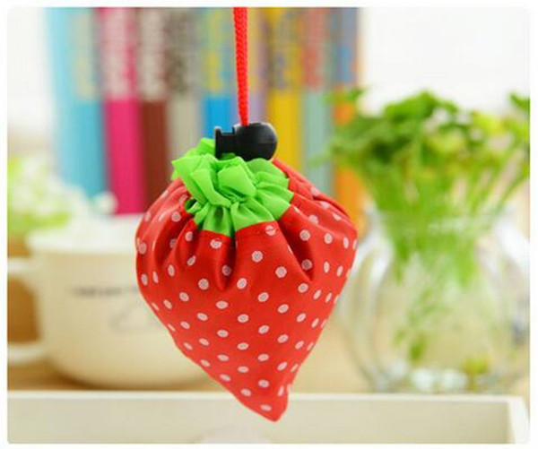 Nylon Portable Creative Strawberry Foldable bag gift shopping Reusable Environmental Protection Pouch Eco-Friendly Shopping Bags wholesale