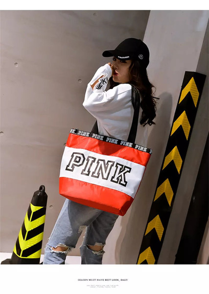 Women Pink handbags New crossbody bags Texture surface fold duffle bags Euramerican Fashion waterproof shopping bag