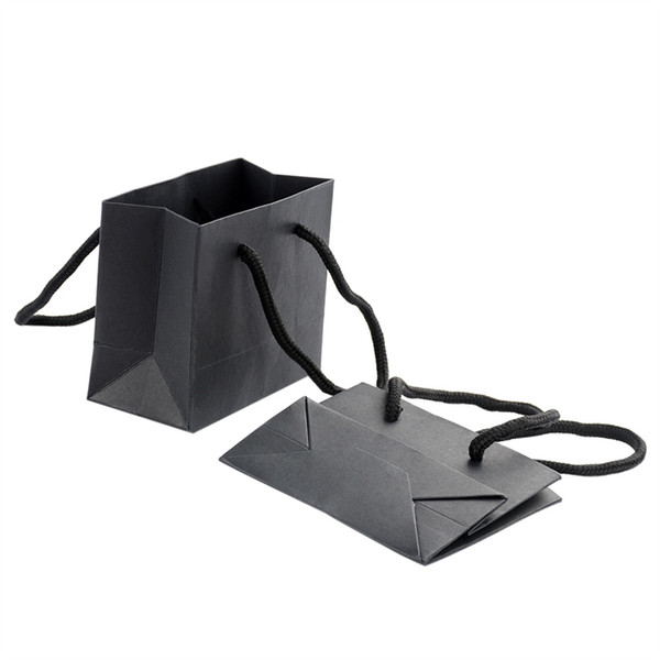 1pcs Fashion Paper Handles Bags Folding Reusable Shopping Bag Luxurious Black Tote Pouch for shopping #111046