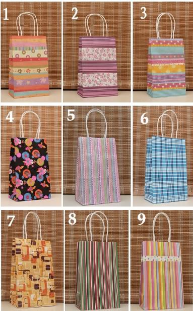 50Pcs /Lot Shopping Bags Polka dot kraft paper bag & Festival gift package, Fashionable gift paper bag, 21X13X8cm