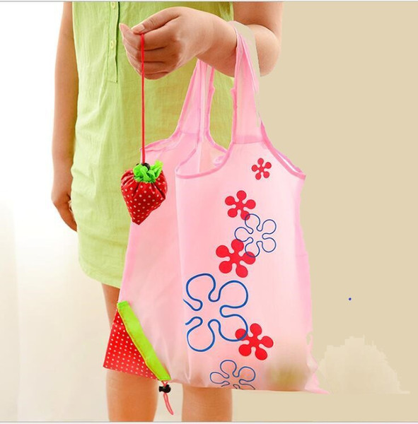 100PCS cute Strawberry Foldable bag Reusable Eco-Friendly Shopping Bags Pouch Storage Handbag Strawberry Foldable Shopping Bags Folding Tote