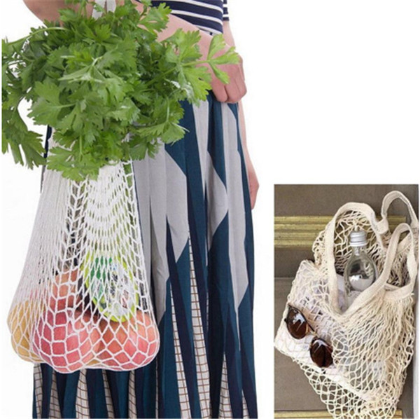 2019 Net Bag Fruit Shopping String Grocery bags Reusable Bags Mesh Woven Shopper Tote Shopping Tote Handbag 60PCS