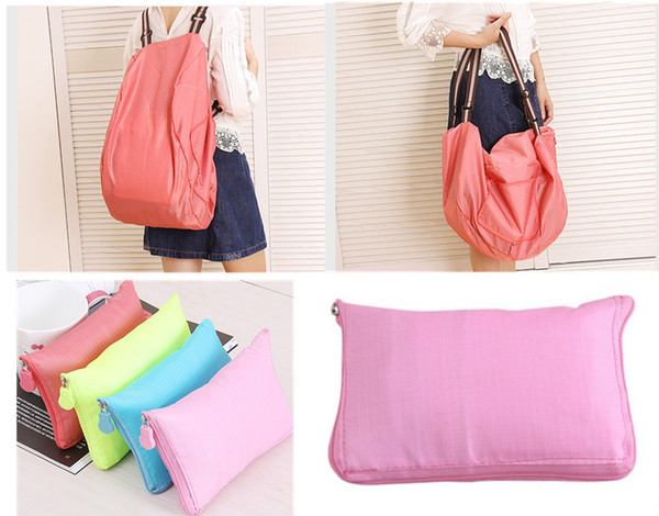 Candy Color Foldable Portable Waterproof High-Capacity Shoping Bag Backpack