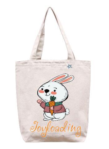 Joyloading Home Cartoon Rabbit Design Reusable Grocery Shopping Bag Zipper Closure Foldable Tote Bag