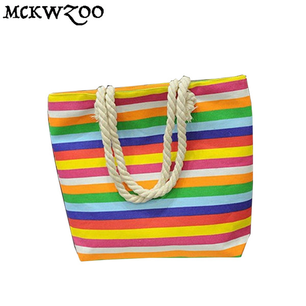 Wholesale- 11 Colors.Top Quality Women's Rainbow Stripes Reusable Shopping Bag.Floral Lunch Grocery Shoulder Bags.Casual Tote Beach Handb