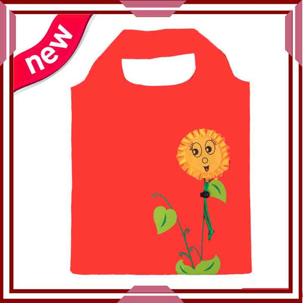 Hot sale bags Sunflower green shopping bag smiling face folding handbag lovely creative bag Free DHL