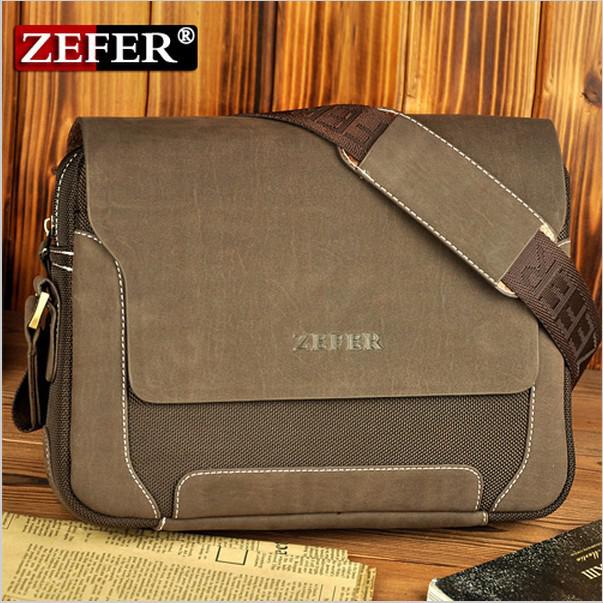 Wholesale-OP-zefer brand man fashion canvas bag shoulder car bags men leather high quality laptop briefcase freeshipping