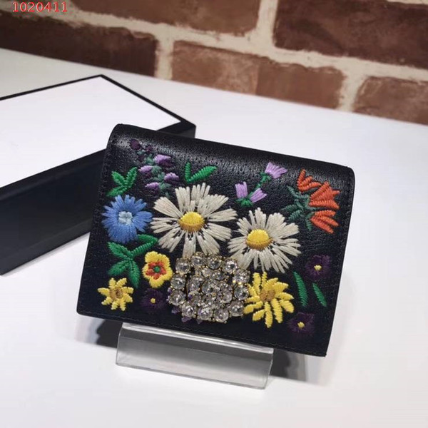 Luxury fashion brand new women's wallets High quality genuine leather for fashion and leisure embroidery women Card package