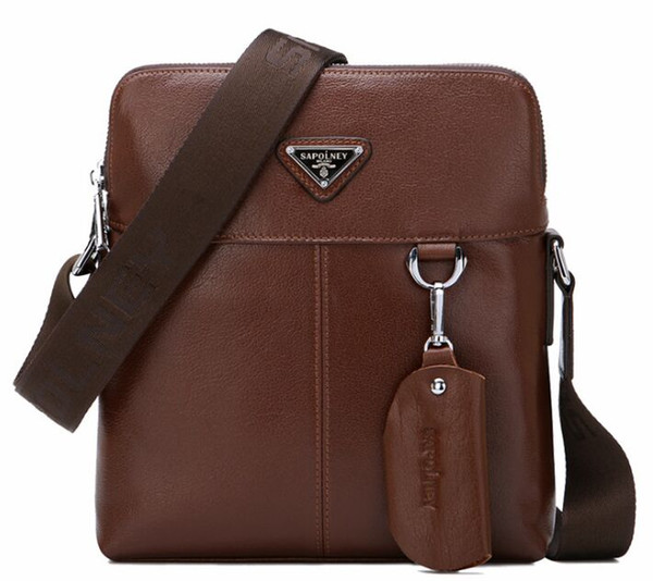 real Leather men's bags European and American men's vertical Cowhide shoulder bag briefcase New men bag Messenger bag