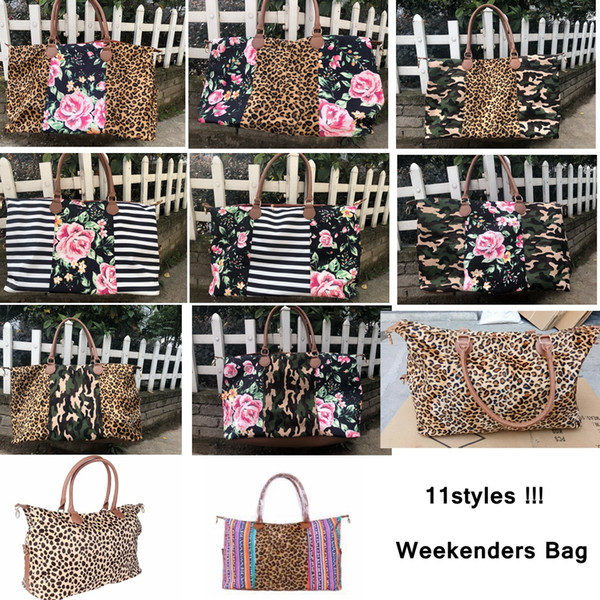 Striped Floral Leopard Duffel Bag Travel camouflage camo Tote patchwork handbag Double Handles Sarah Weekenders Bag AAA2049