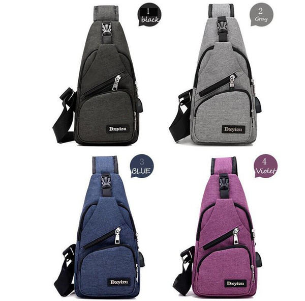 casual cotton bags Men USB Chest Bag Sling bag Large Capacity Crossbody Bcanvas ags Shoulder Bag Charger free shipping