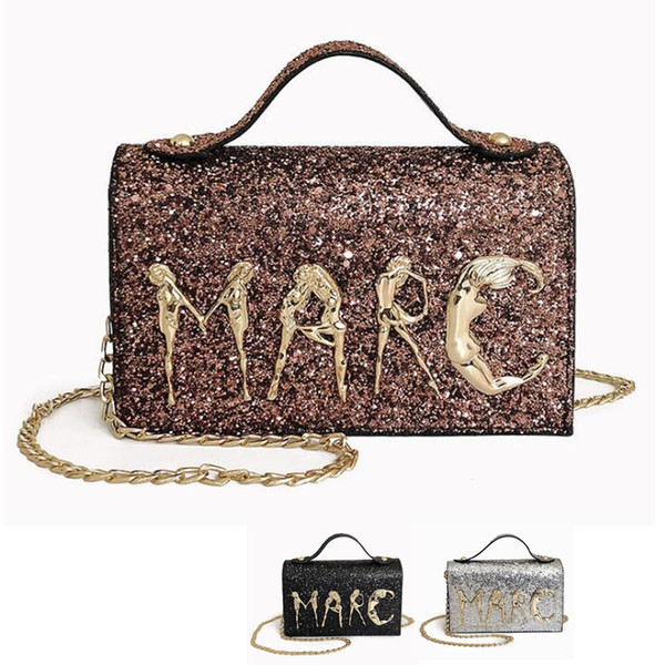 Women Bling Sequins PU Shoulder Bag Fashion Letter Messenger Bags Crossbody Bag Lady Mini Shiny Handbags Evening Party Clutch Bag