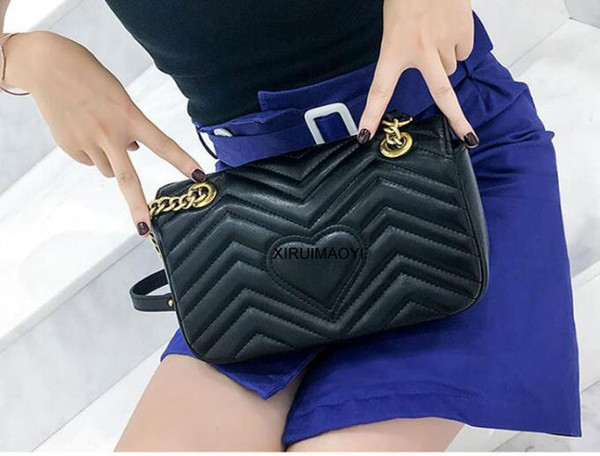 Women shoulder bags women chain bags crossbody bag fashion 27CM Black leather handbags female purse bag 2018