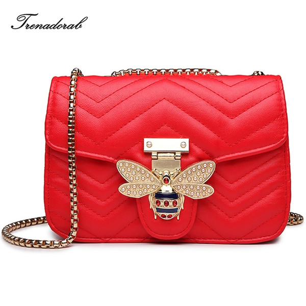 Trenadorab Luxury Diamond Design Women Handbag Fashion Bee Messenger Bag Brand Style PU Leather Bags Female Shoulder Bag