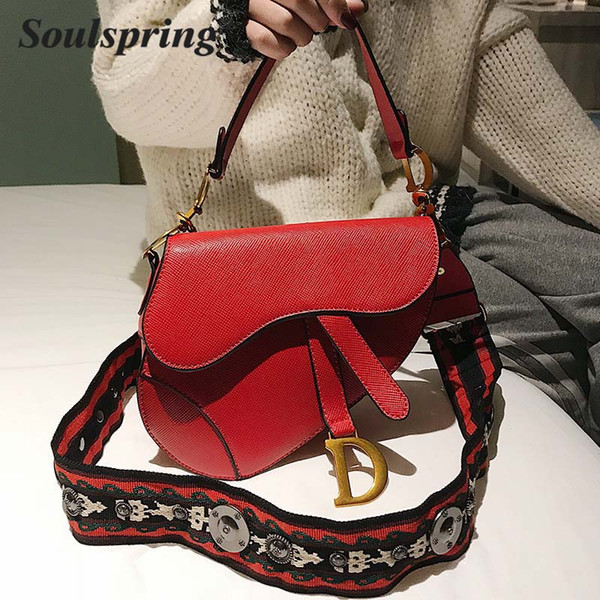 Saddle Bag 2018 Autumn And Winter New Hot Sale PU Leather Female Luxury Brand Shoulder Bag Crossbody Big Strap Handbag Sac