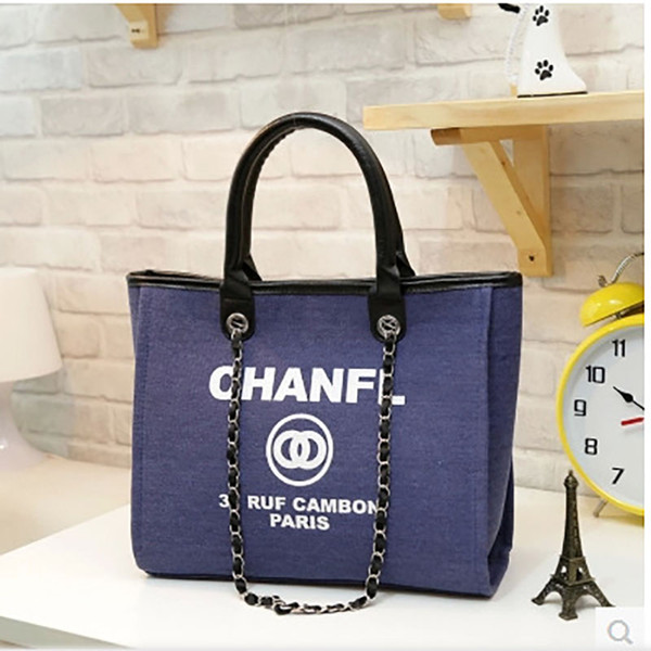 2018 Fashion Shoulder Bags Brand Designer Handbag Hot Sale Women Casual Canvas Shoulder Bag Chains of Large Capacity Bag 4 Colors Hot